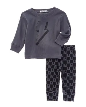 LITTLE MISH 2pc Tonal Check Top & Pant Set