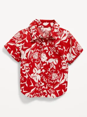 Matching Short-Sleeve Printed Poplin Shirt for Toddler Boys