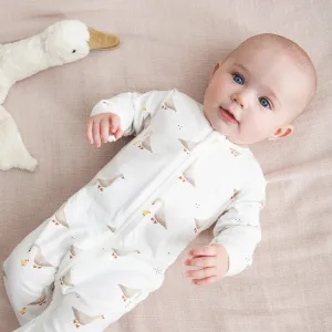 Mother Goose Print on Off-White Sleeper | Petit Lem