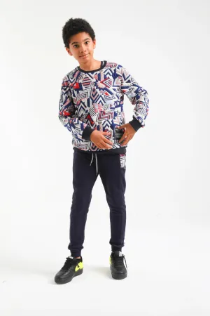 Nanica Lacivert mixed Brocade boy set