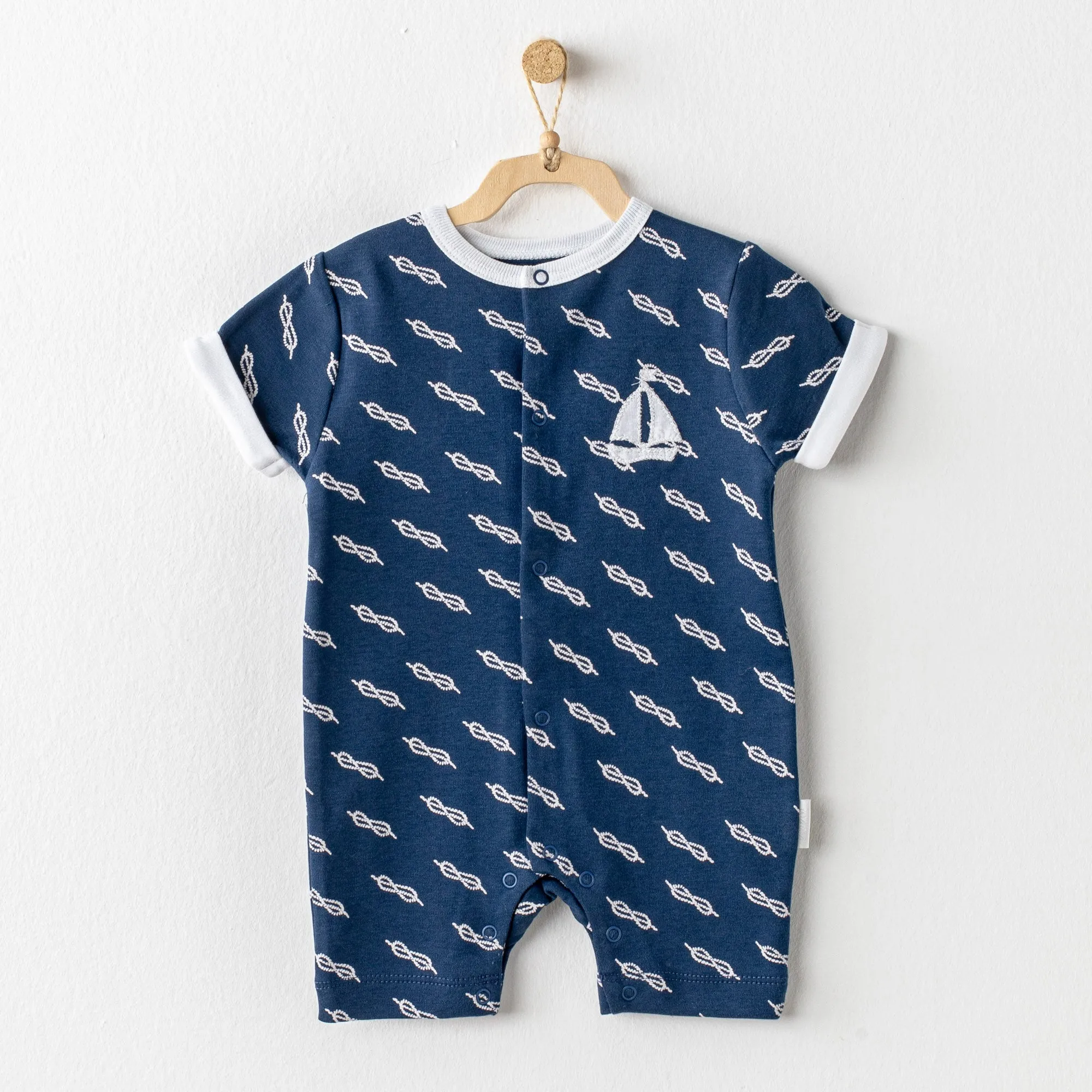 Navy Blue Marine Print Babysuit