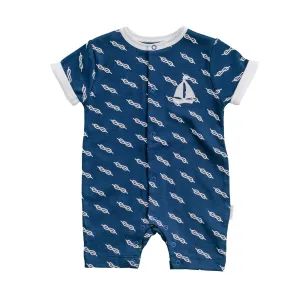 Navy Blue Marine Print Babysuit