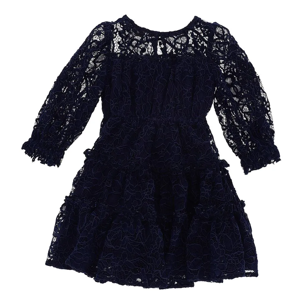 Navy Flared Lace Dress