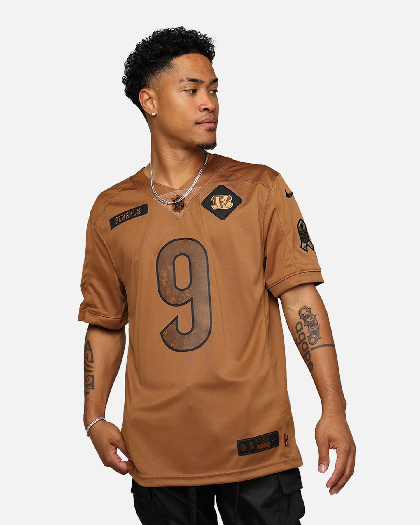 Nike Cincinnati Bengals Joseph Burrow #9 'Salute To Service' Jersey Ale Brown