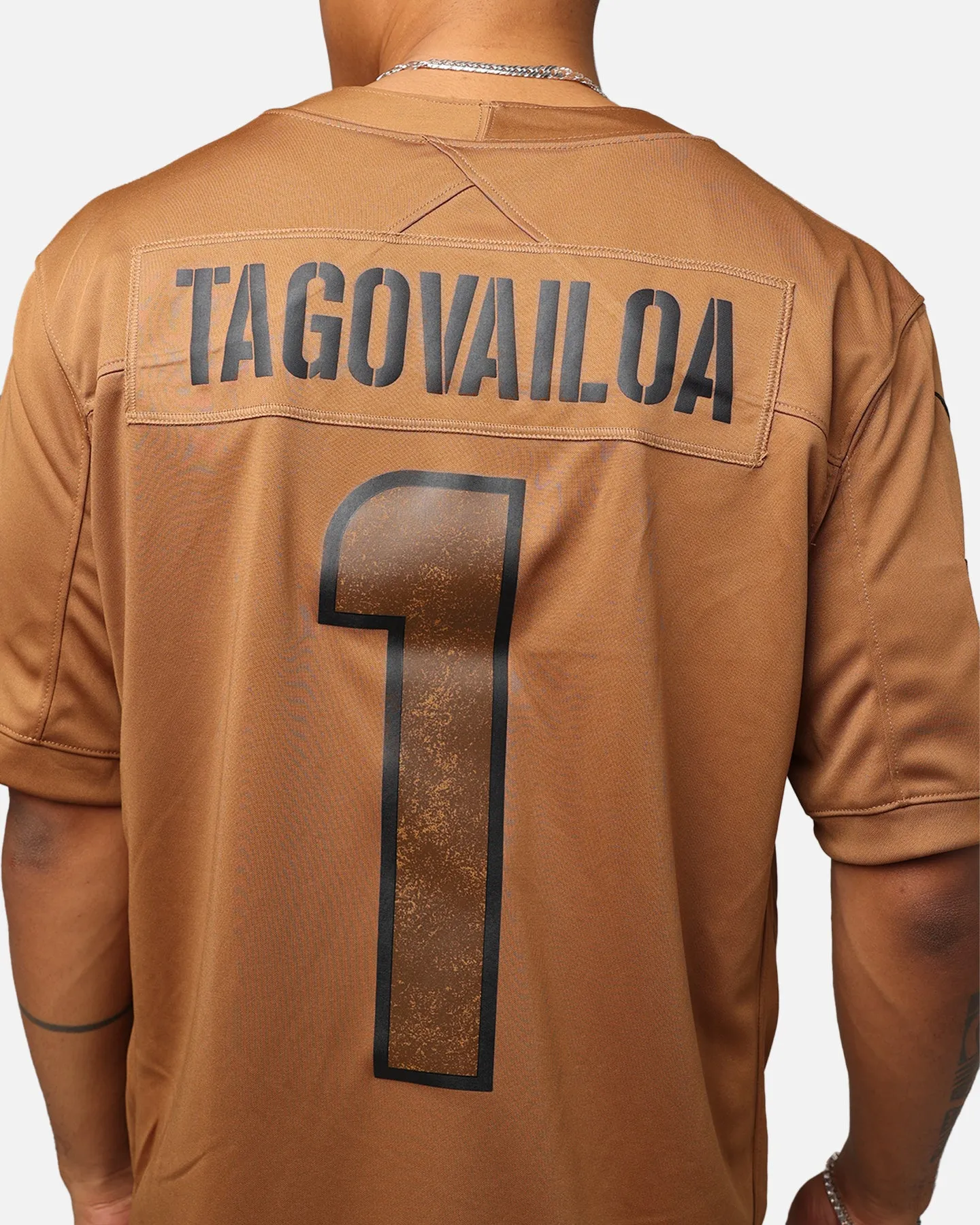 Nike Miami Dolphins Tua Tagovailoa #1 'Salute To Service' Jersey Ale Brown