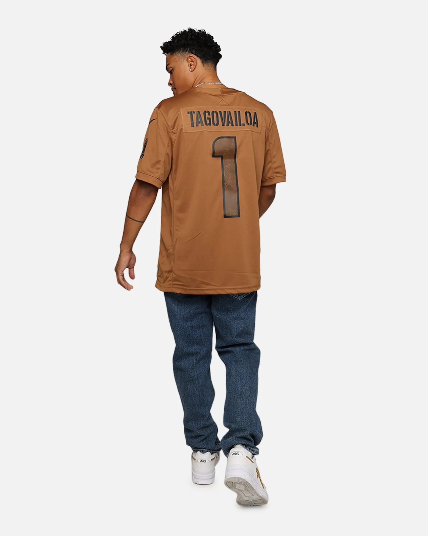Nike Miami Dolphins Tua Tagovailoa #1 'Salute To Service' Jersey Ale Brown