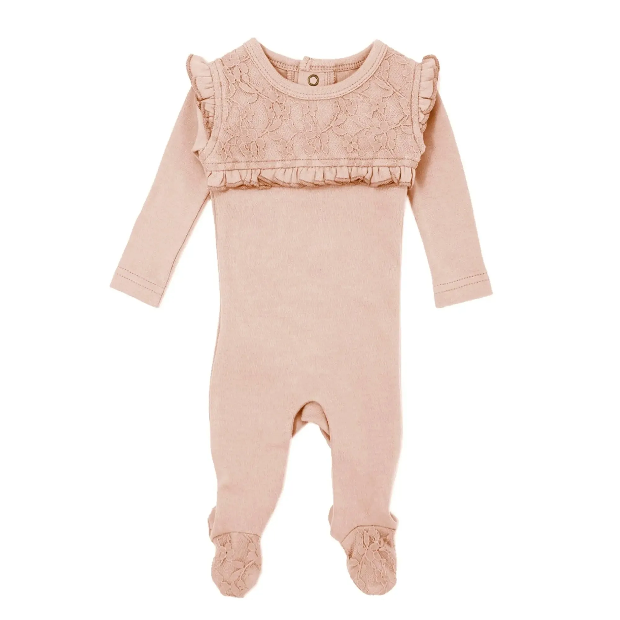Organic Lace Footie in Rosewater | L’ovedbaby