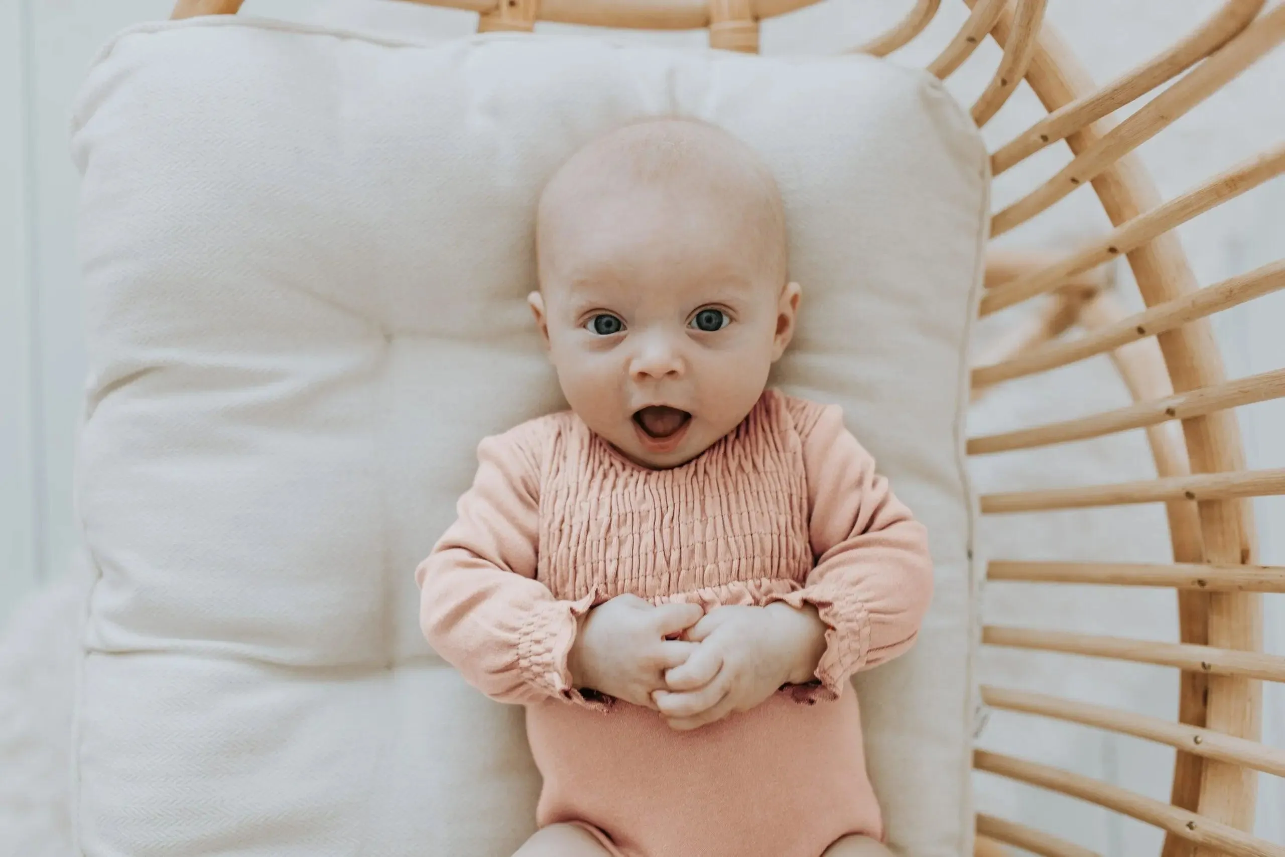 Organic Smocked Bodysuit in Rosewater | L’ovedbaby