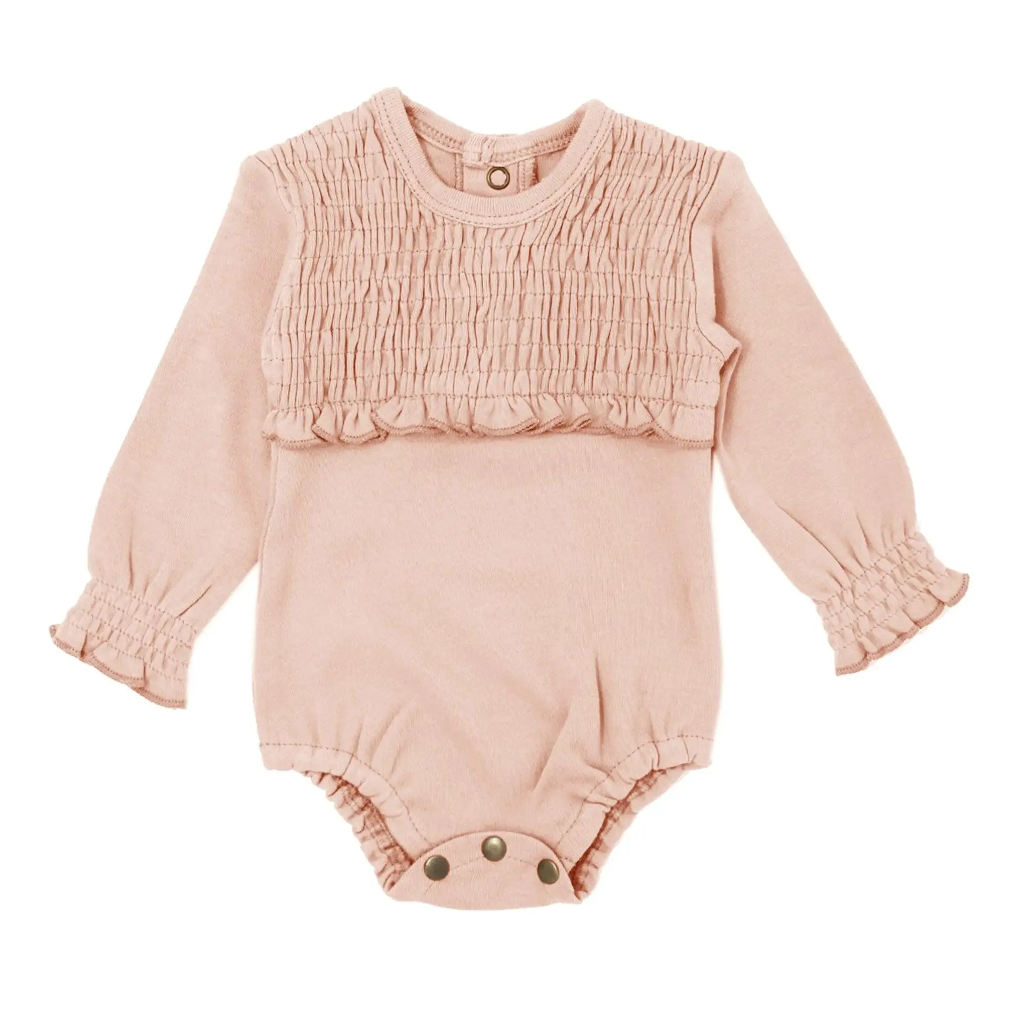 Organic Smocked Bodysuit in Rosewater | L’ovedbaby