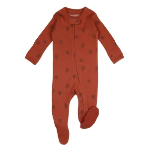 Organic Zipper Footie, Print in Cinnamon Pinecone | L’ovedbaby