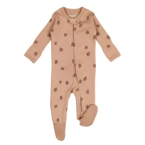 Organic Zipper Footie, Print in Nutmeg Pinecone | L’ovedbaby