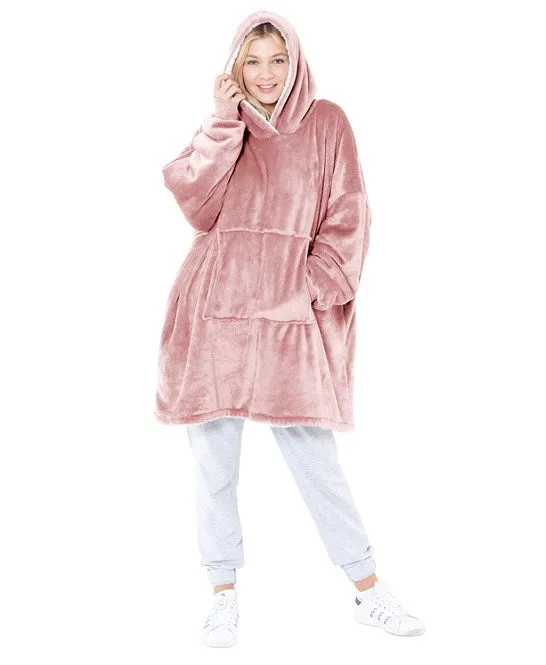 Oversized Unisex Sherpa Pink Hoodie