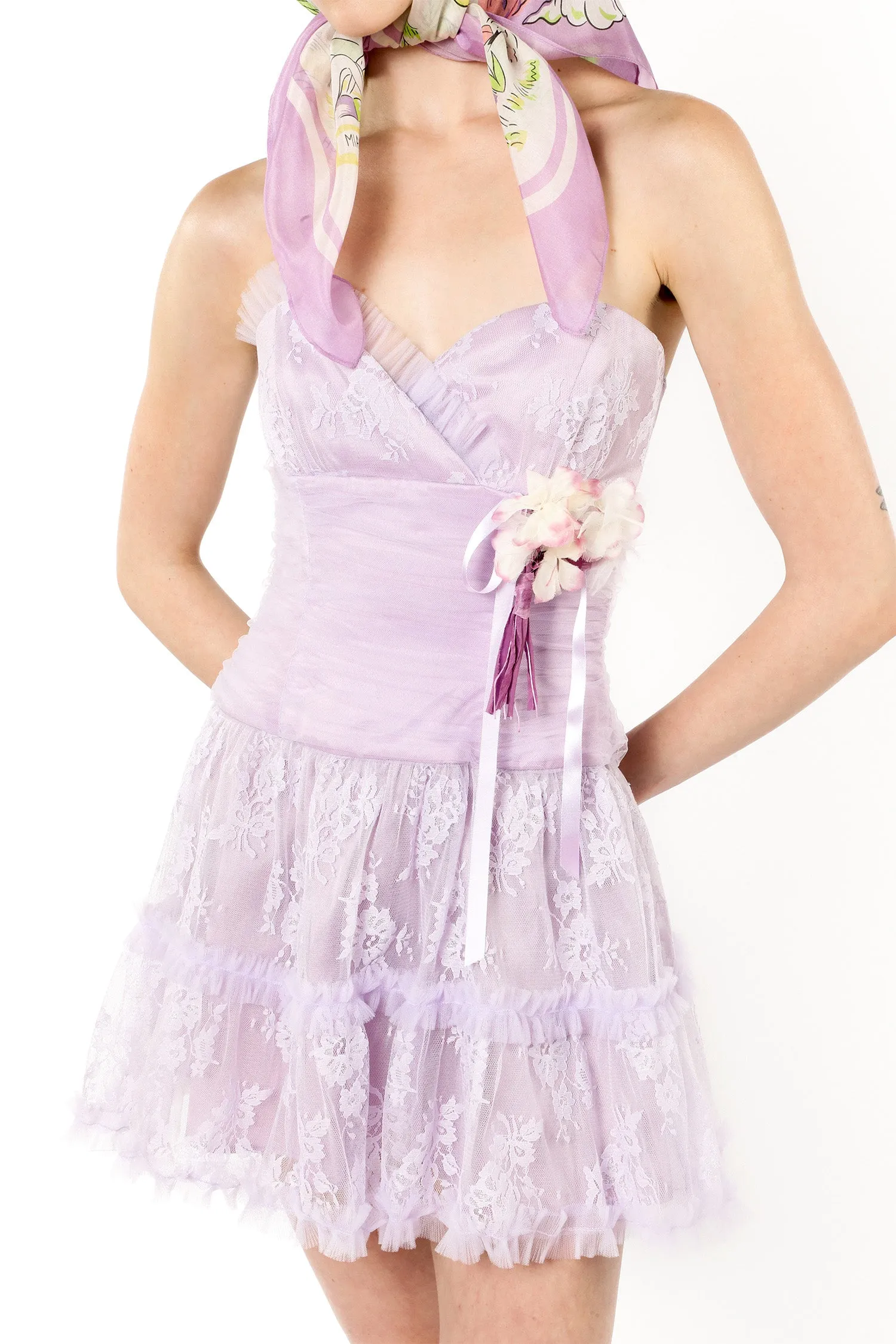 Party Girl Strapless Tulle and Lace Dress Annasui