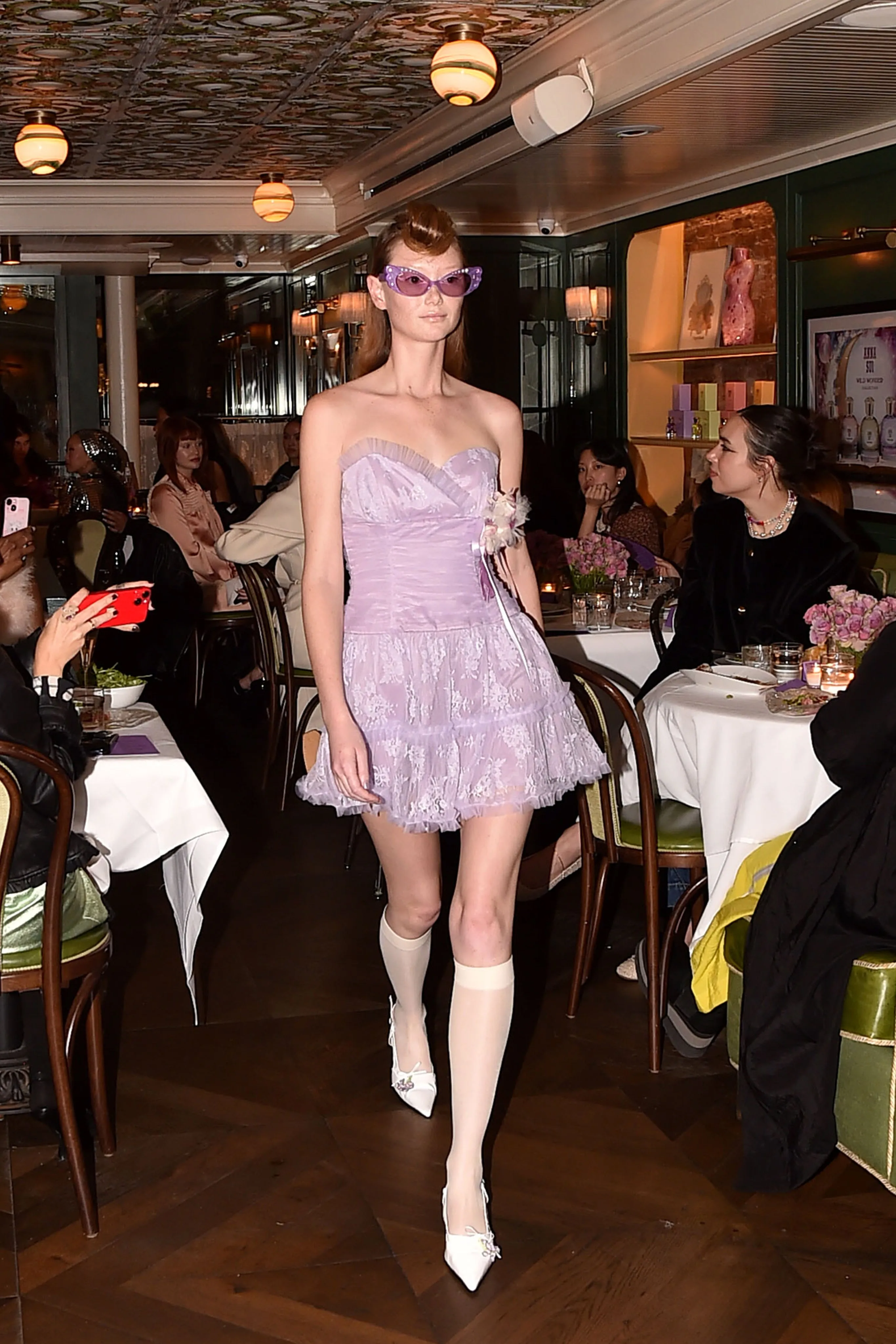 Party Girl Strapless Tulle and Lace Dress Annasui
