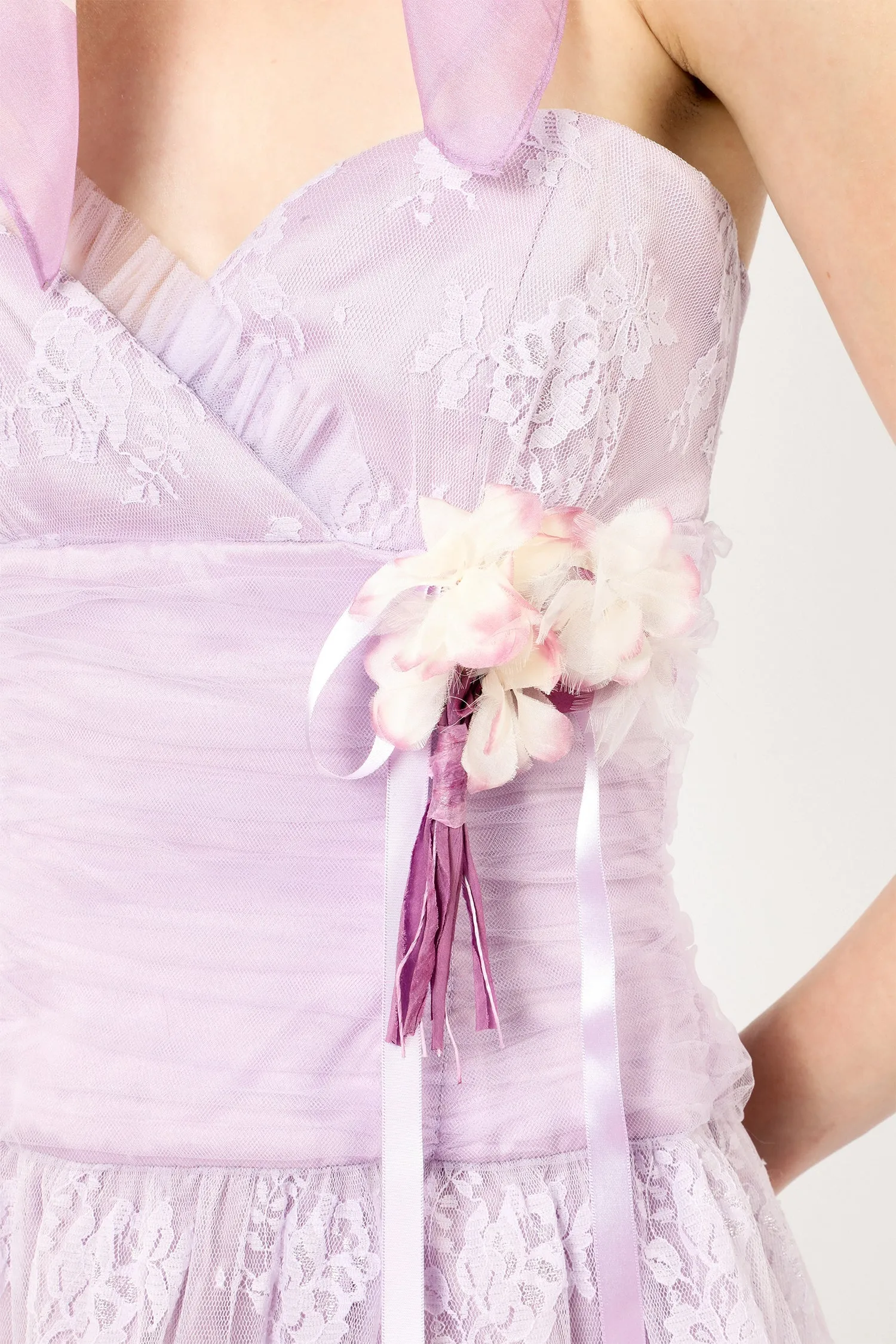 Party Girl Strapless Tulle and Lace Dress Annasui