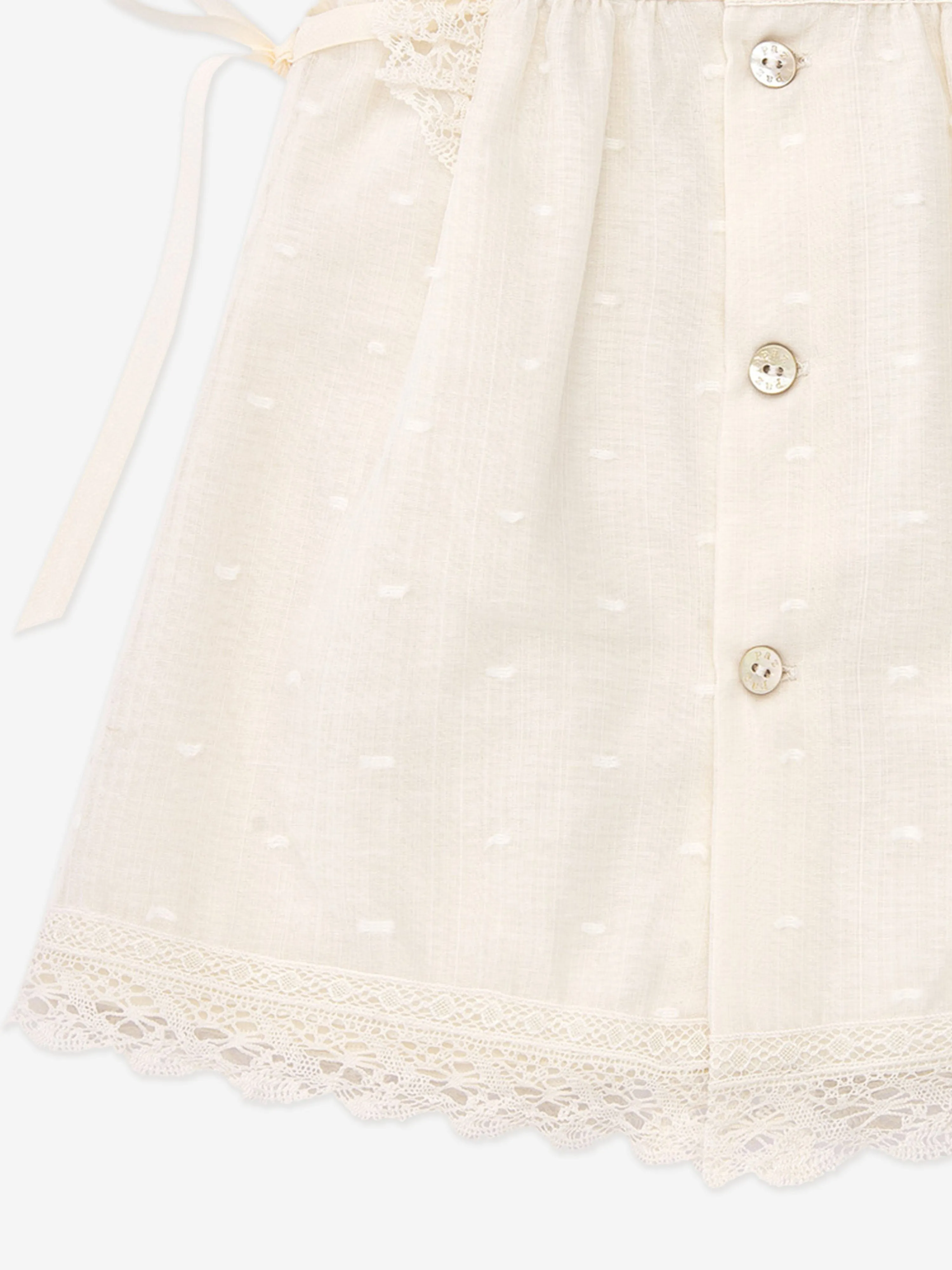 Paz Rodriguez Baby Girls Lace Embroidered Dress in Beige