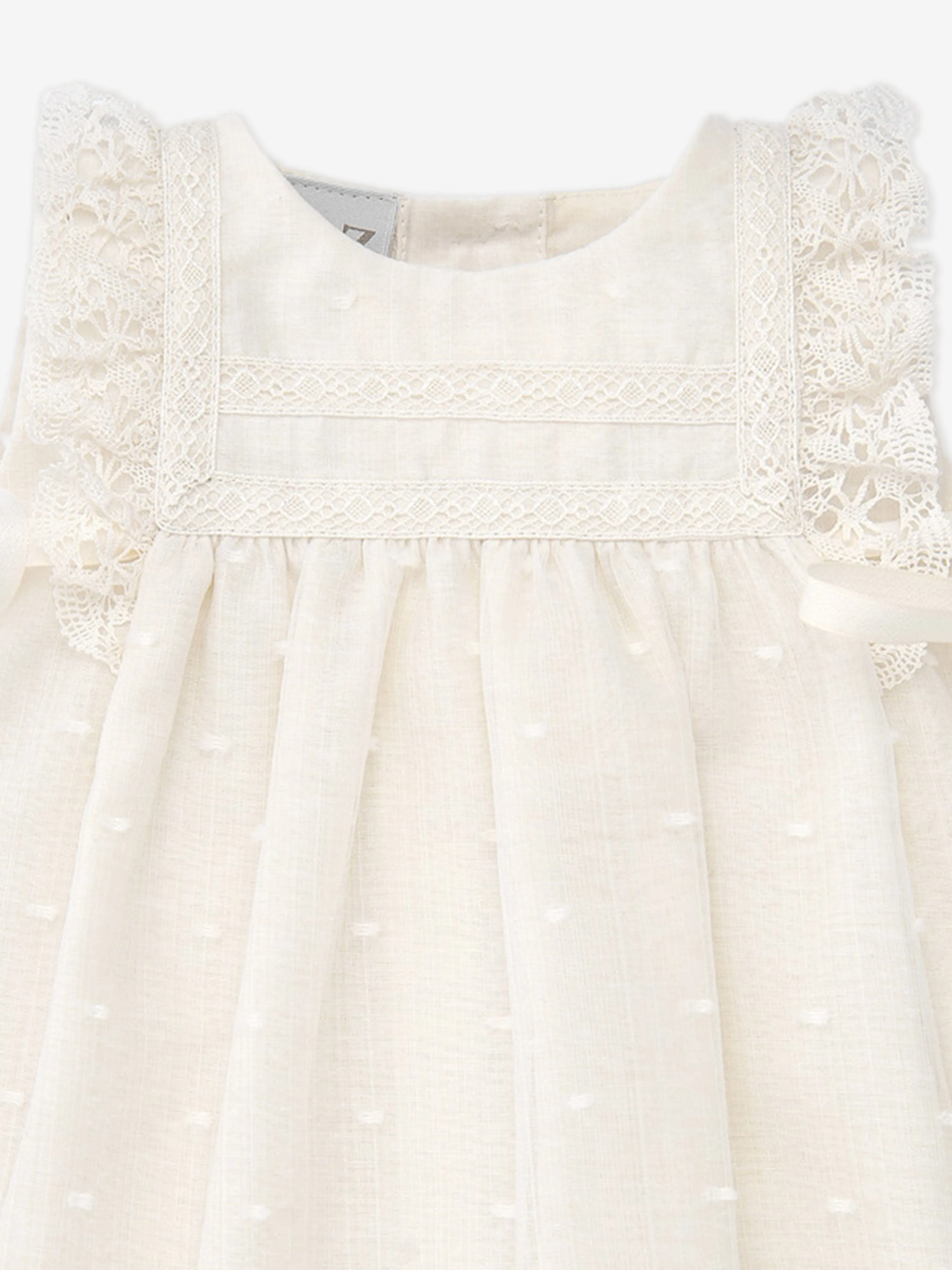 Paz Rodriguez Baby Girls Lace Embroidered Dress in Beige