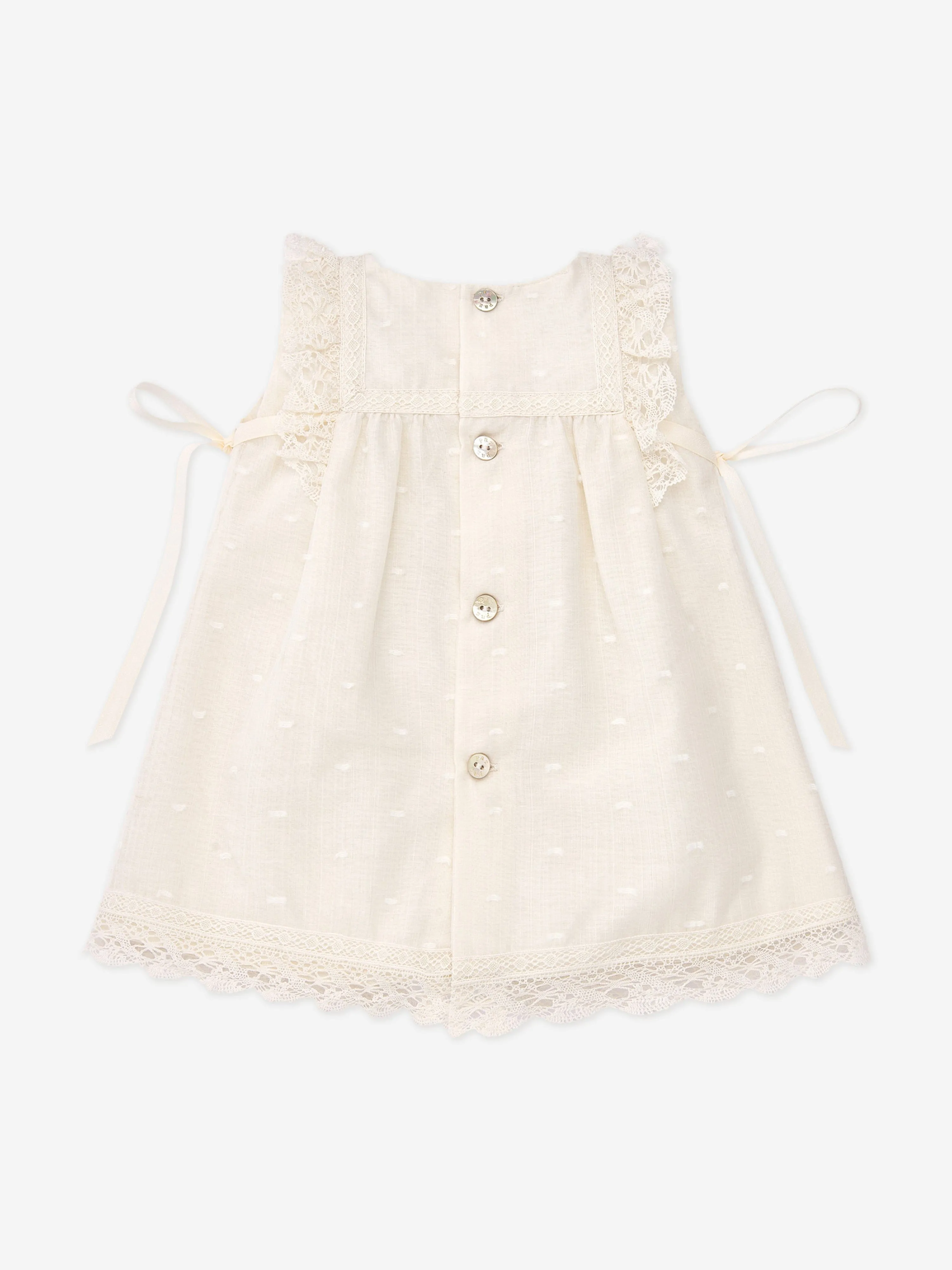 Paz Rodriguez Baby Girls Lace Embroidered Dress in Beige