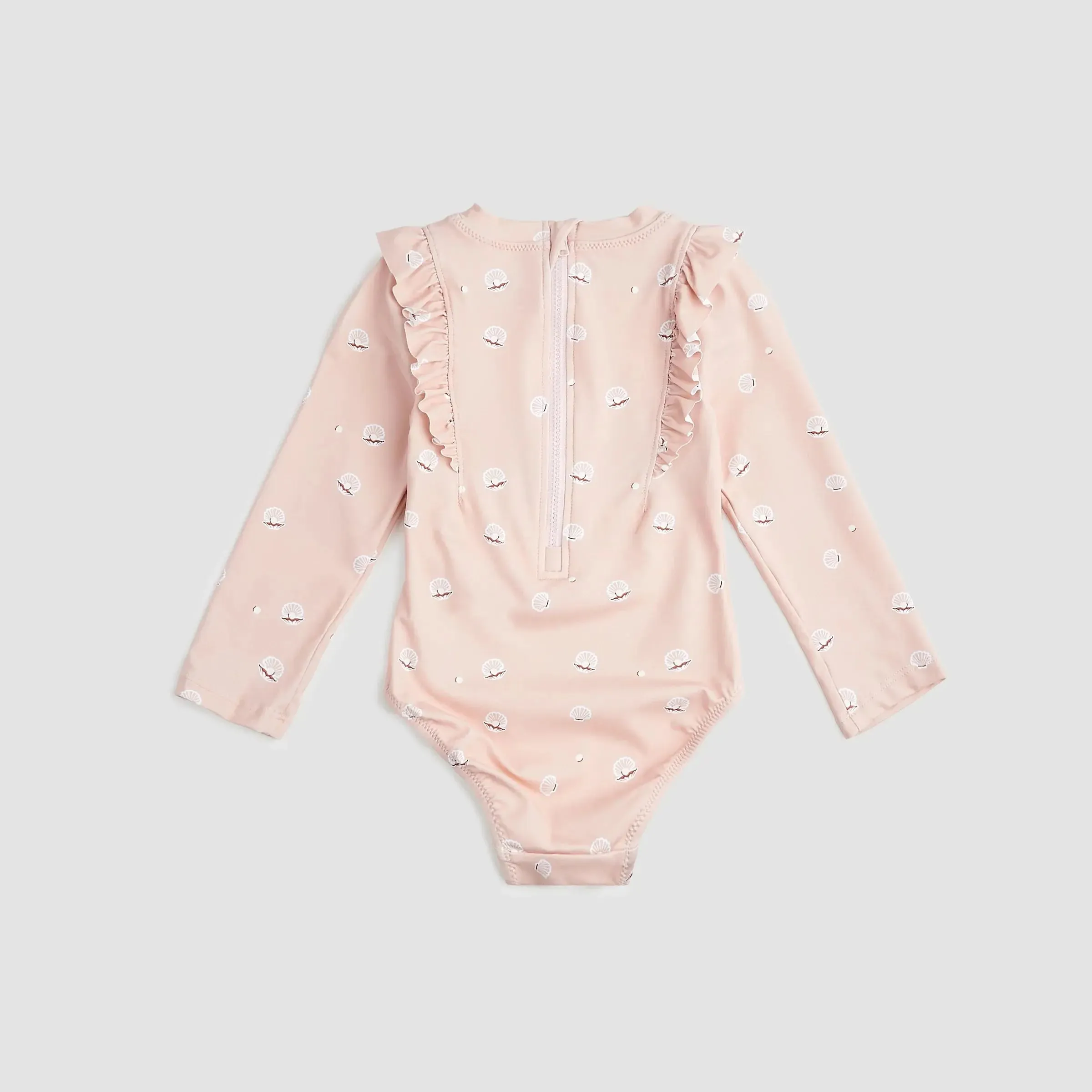 Pearl Shell Print On Pink Long-Sleeve Swimsuit | Miles The Label