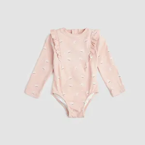 Pearl Shell Print On Pink Long-Sleeve Swimsuit | Miles The Label