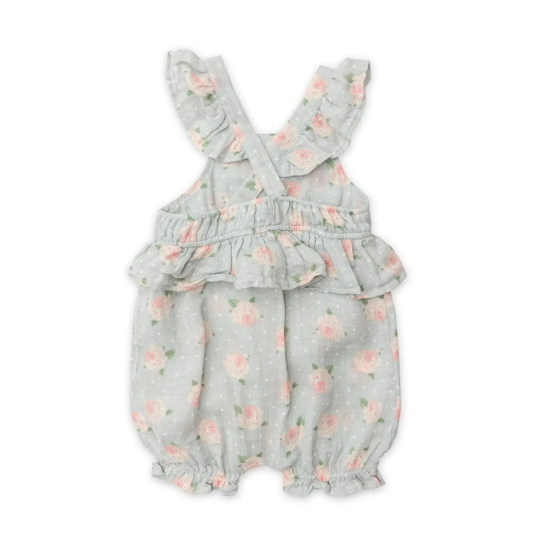 Peplum Shortie Sunsuit - Rose Dot Gray | Angel Dear