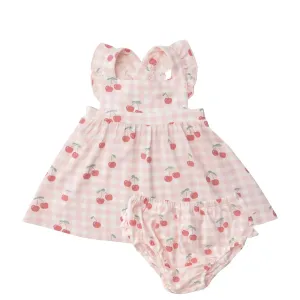 Pinafore Top and Bloomer - Cherry Gingham | Angel Dear