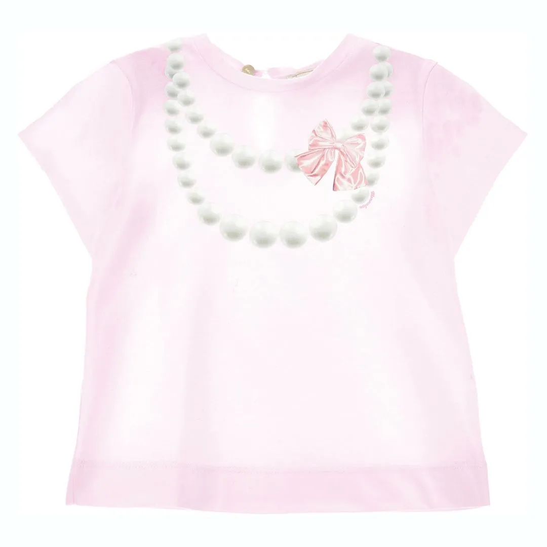 Pink Pearl Necklace-Print T-shirt