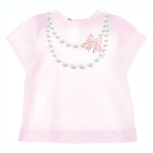 Pink Pearl Necklace-Print T-shirt