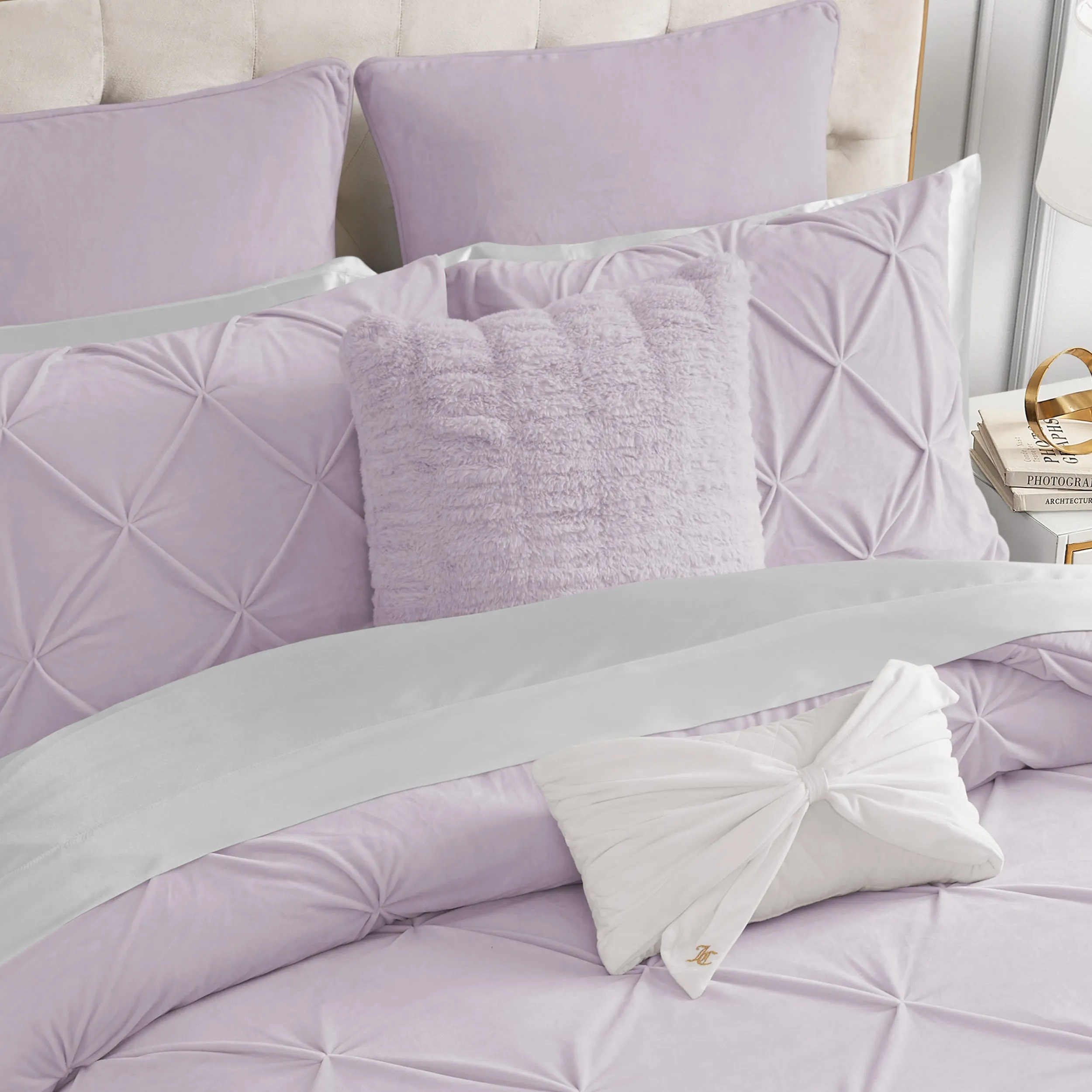 Pleated Faux Fur Decorative Pillow Juicy Couture
