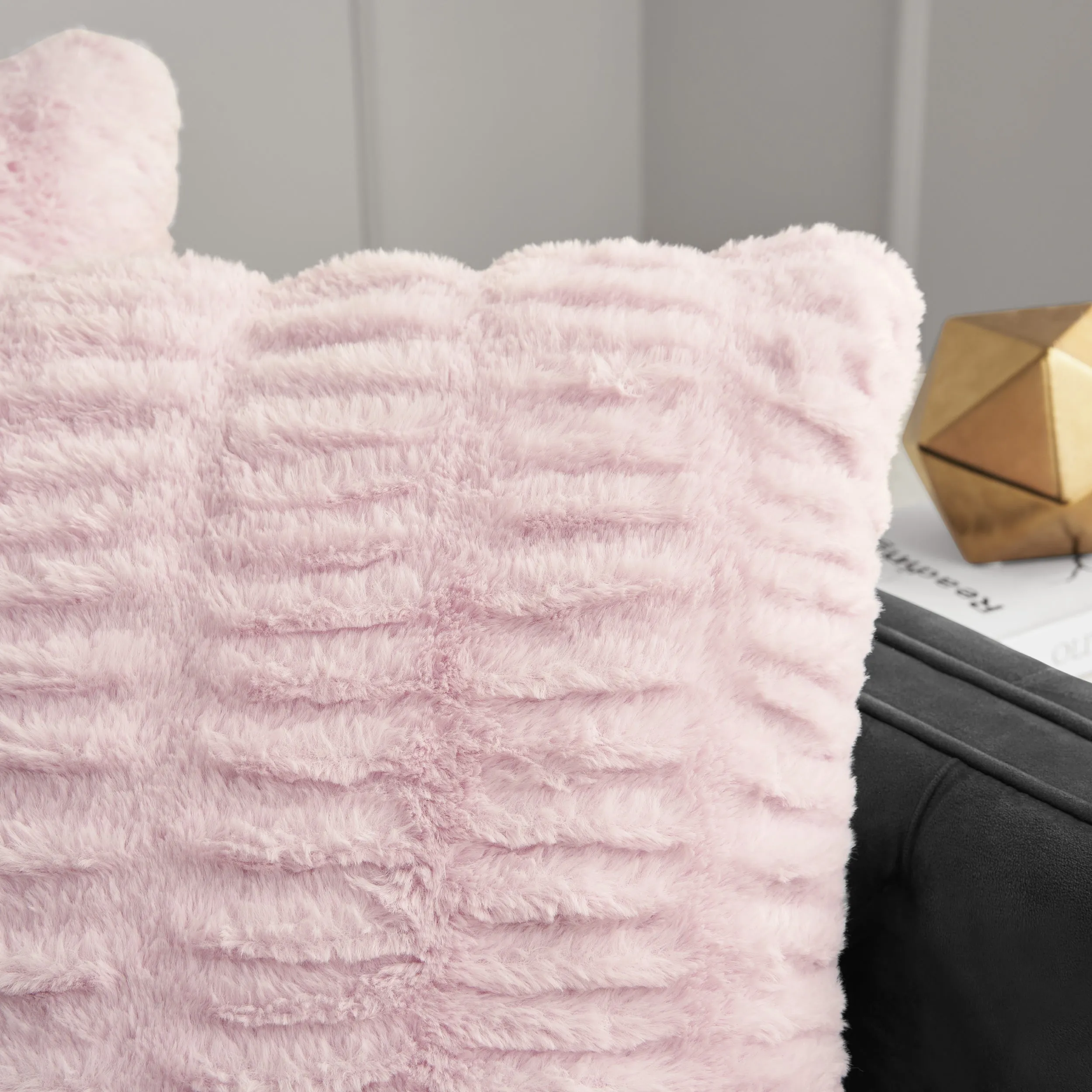 Pleated Faux Fur Decorative Pillow Juicy Couture