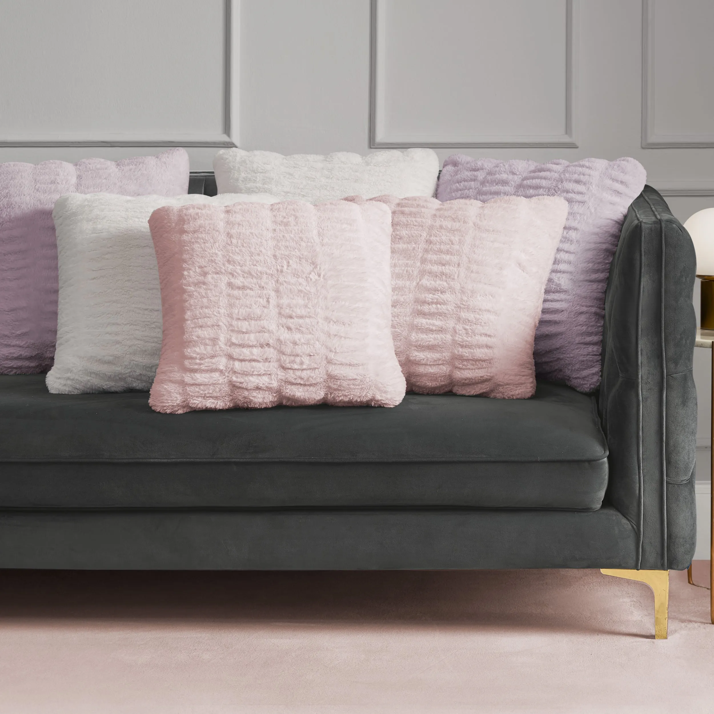 Pleated Faux Fur Decorative Pillow Juicy Couture