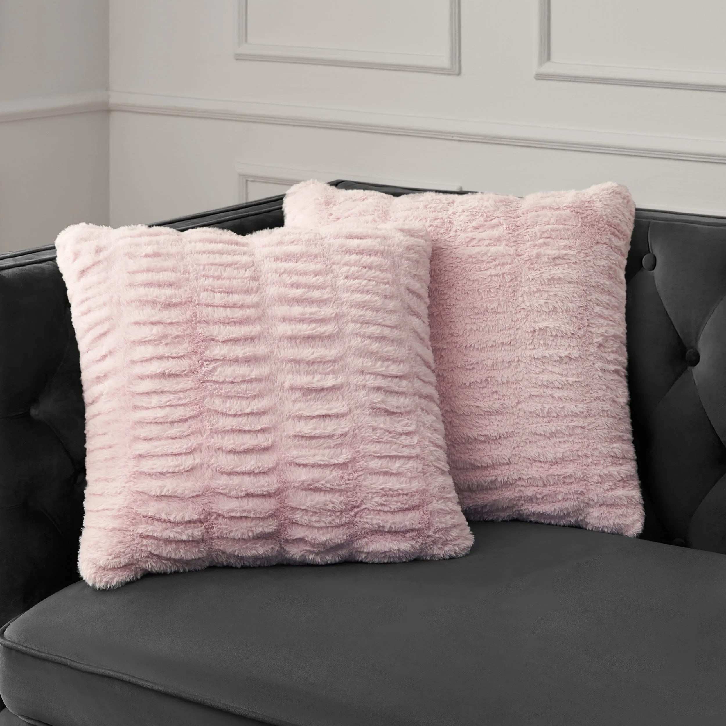 Pleated Faux Fur Decorative Pillow Juicy Couture