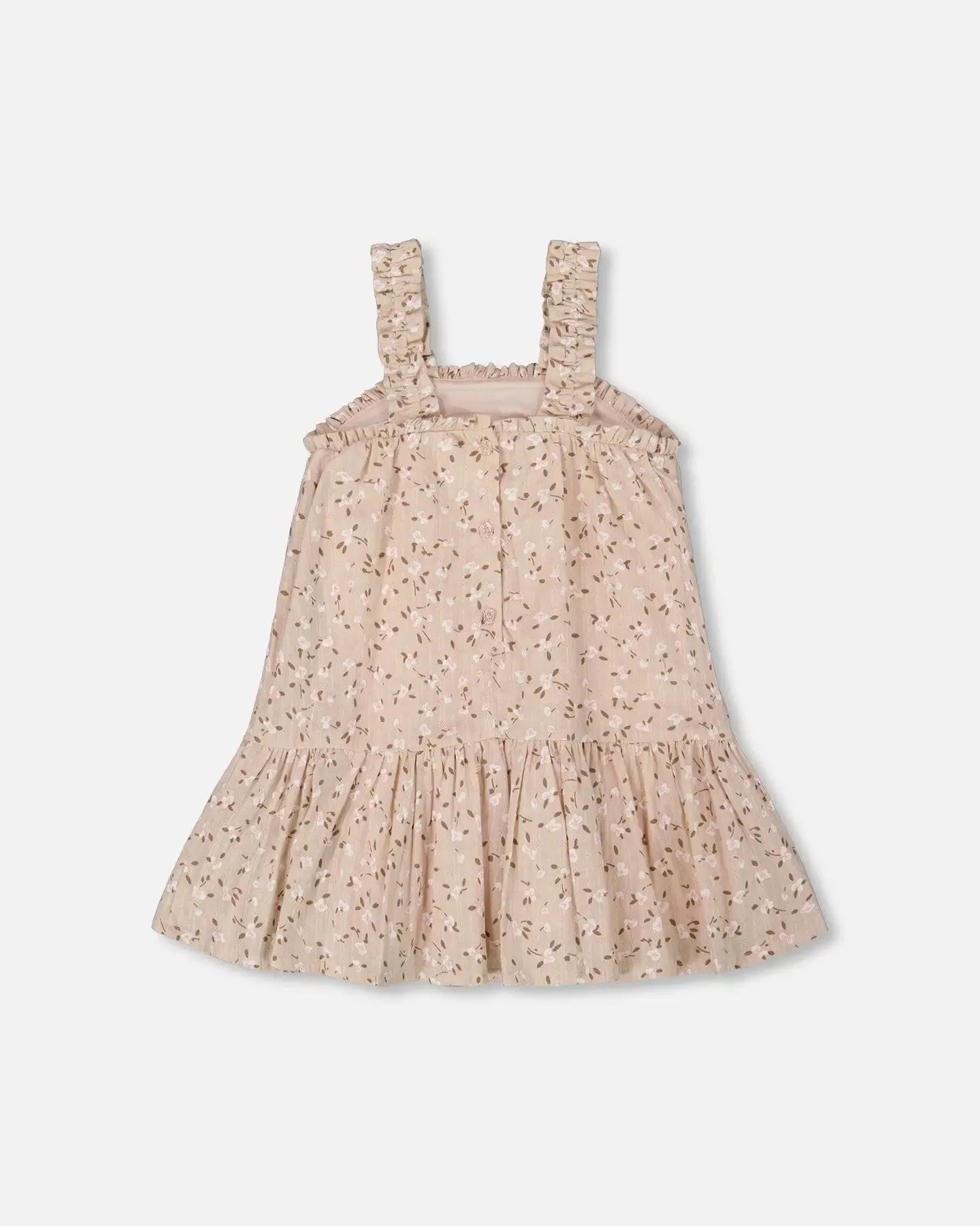 Printed Eyelet Dress Beige And Small Flowers