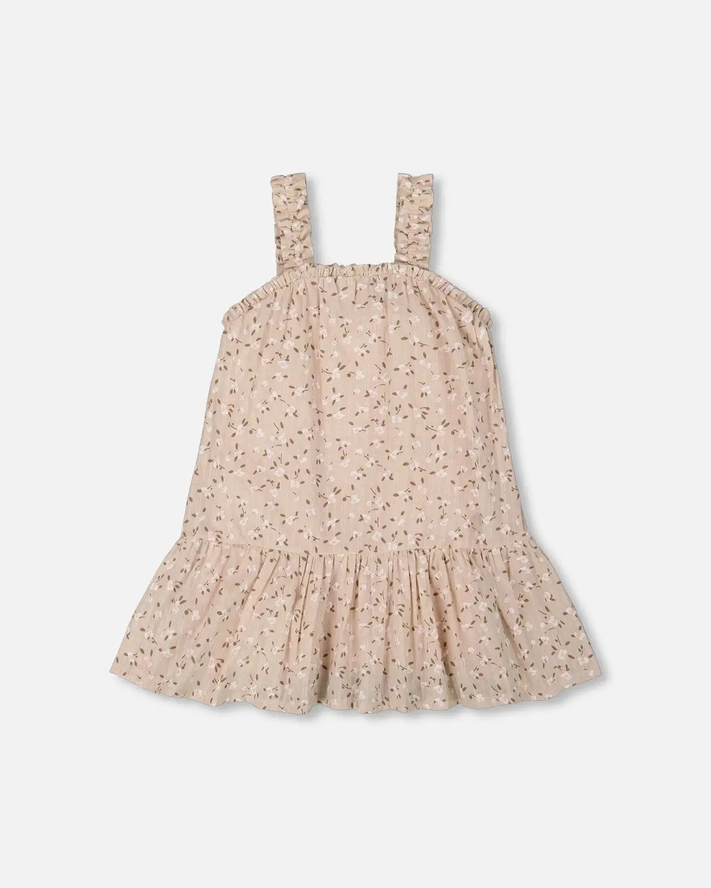 Printed Eyelet Dress Beige And Small Flowers