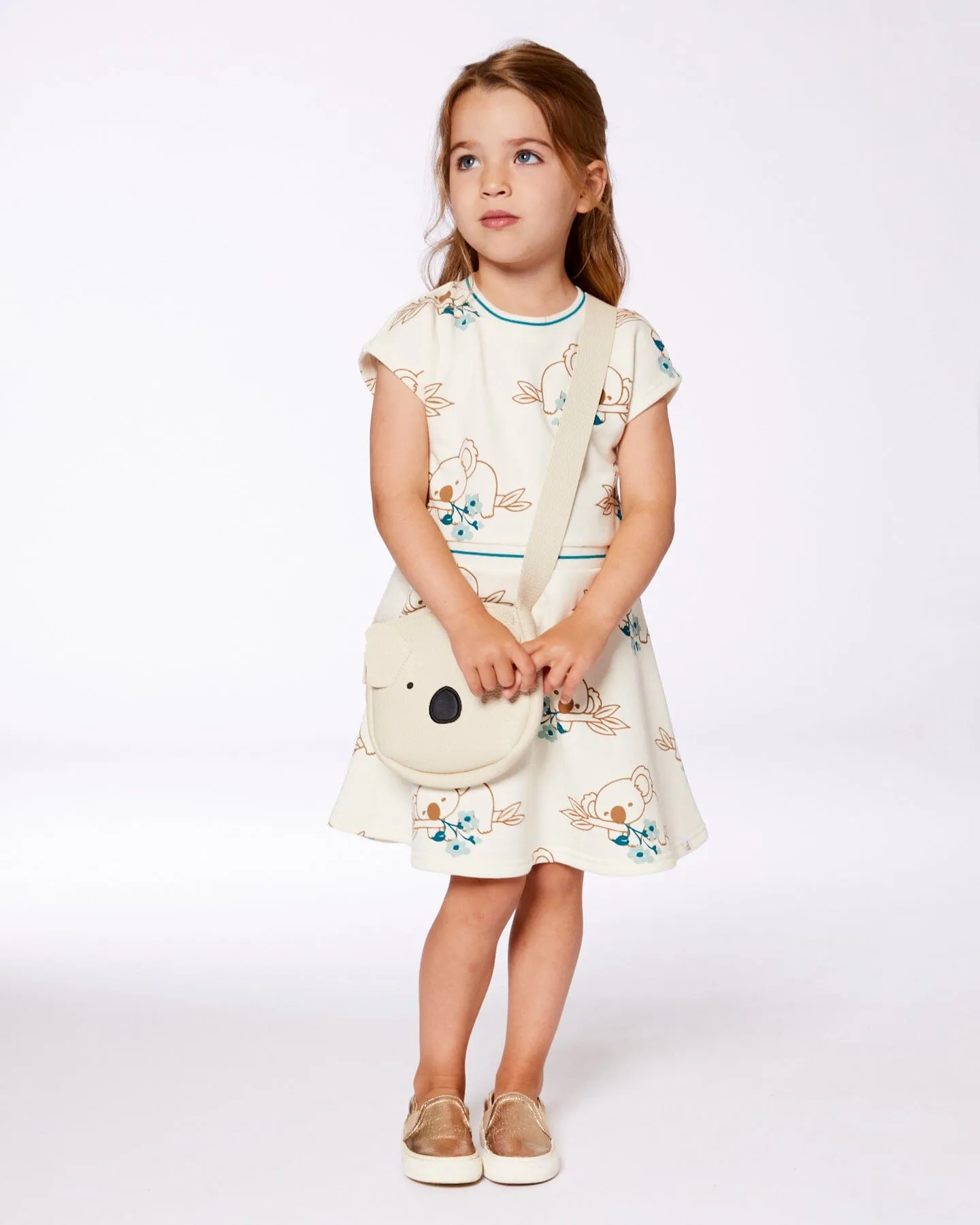 Printed French Terry Dress Off-White And Koala