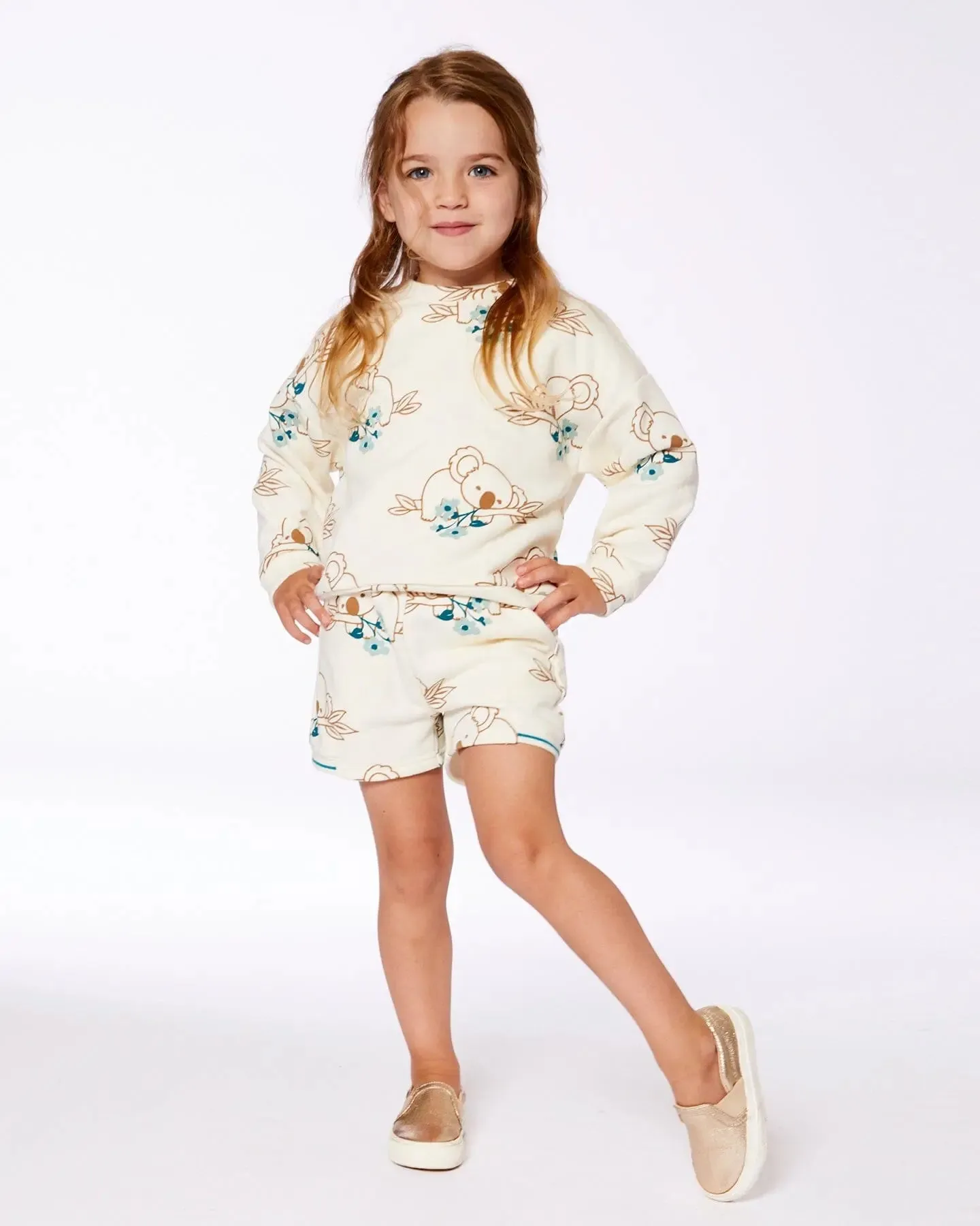 Printed French Terry Sweatshirt Off-White And Koala