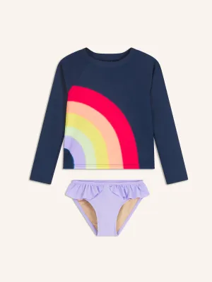 Printed Rashguard Top and Ruffled Bikini Swim Set for Toddler &amp; Baby