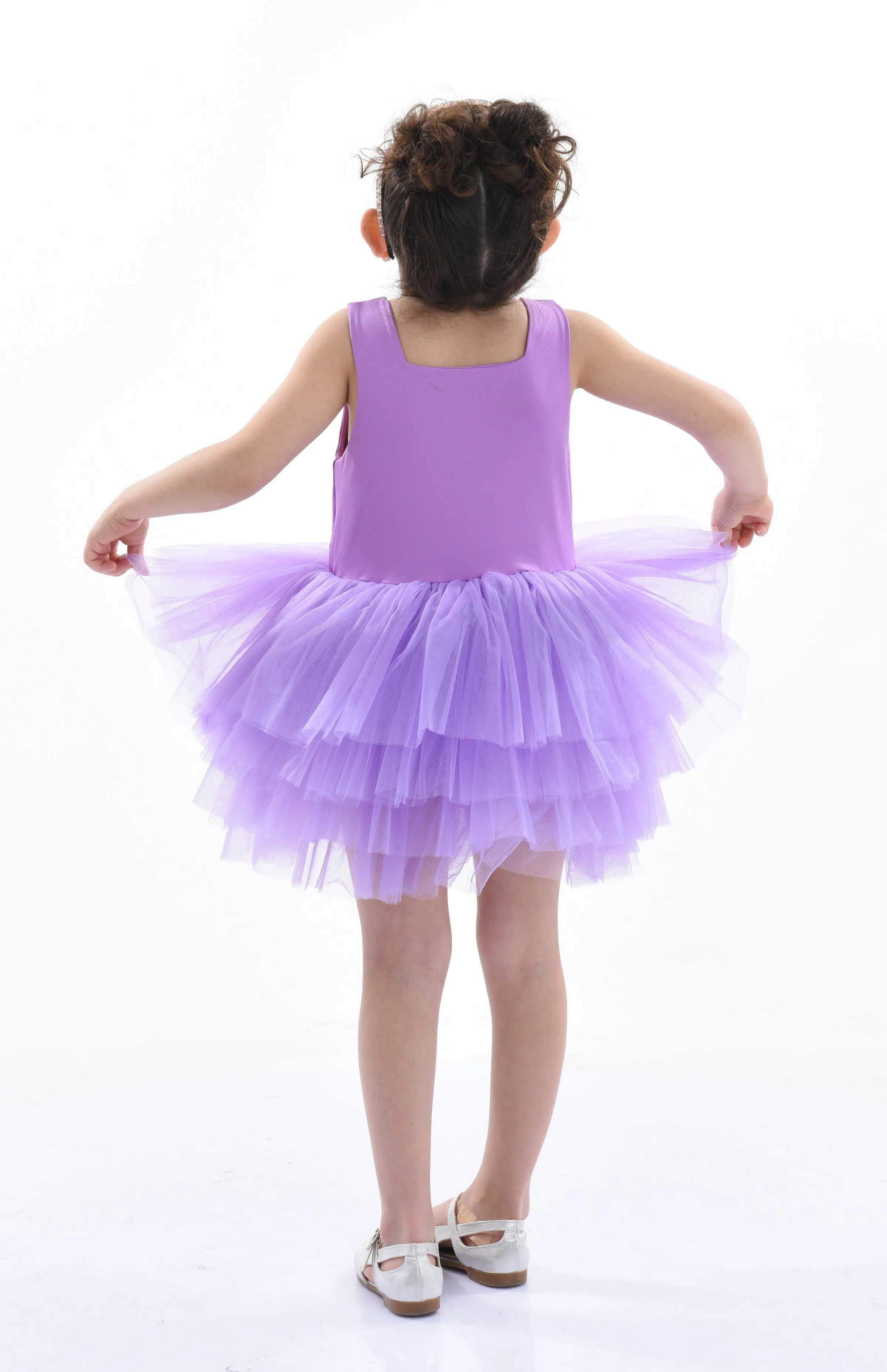 Purple Iris Solid Tutu Dress
