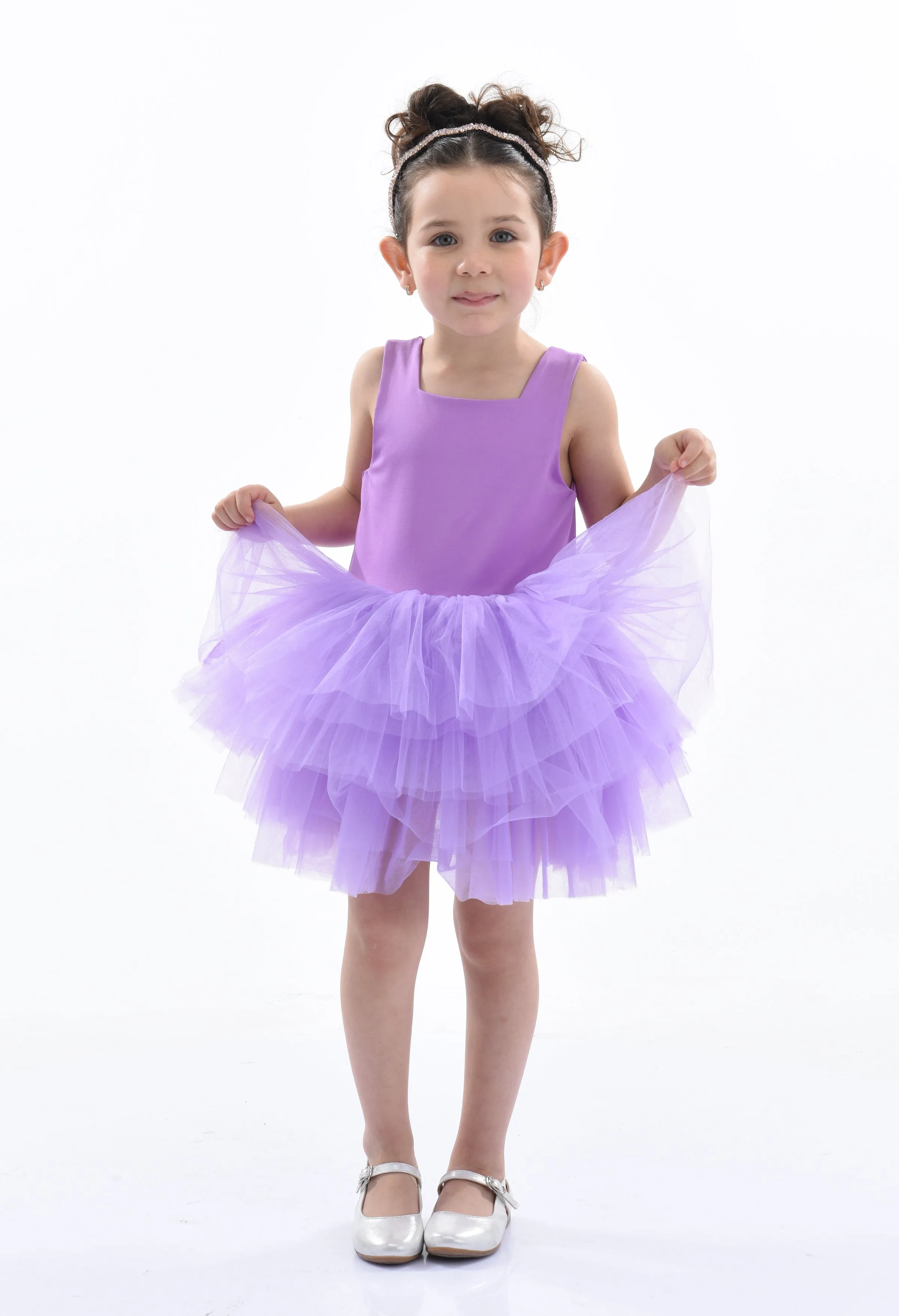 Purple Iris Solid Tutu Dress
