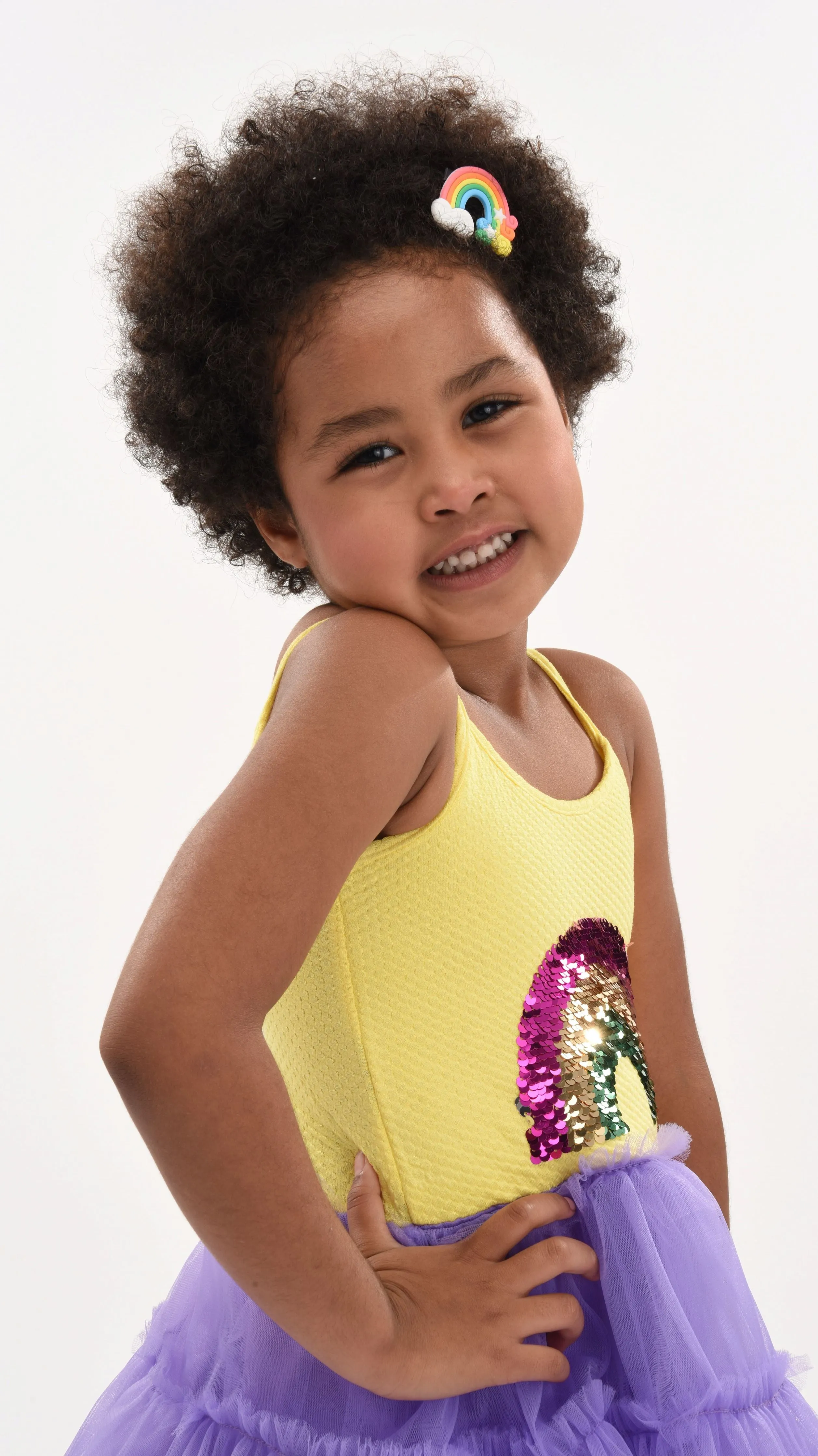 Purple Jenny Sequin Rainbow Tulle Dress