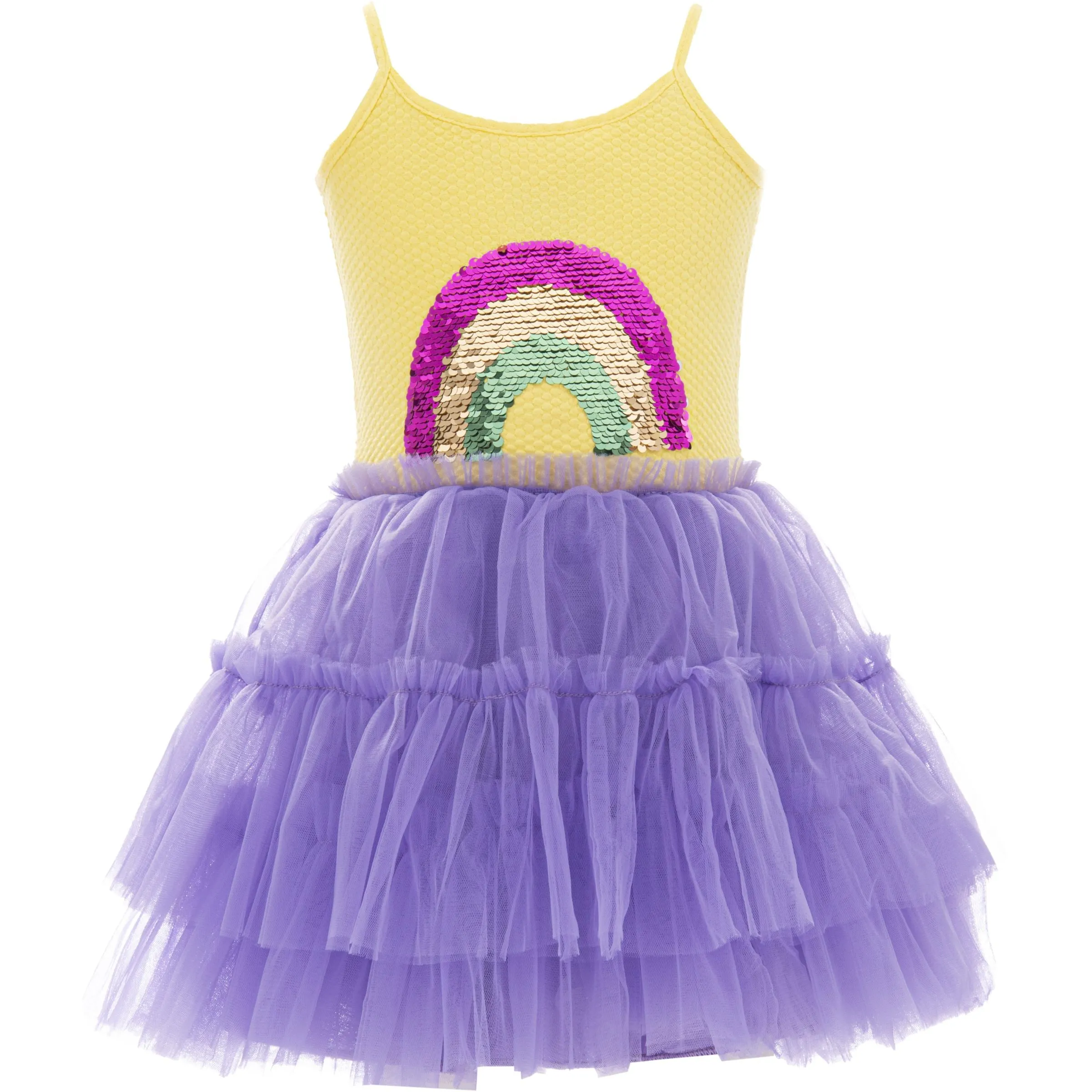 Purple Jenny Sequin Rainbow Tulle Dress