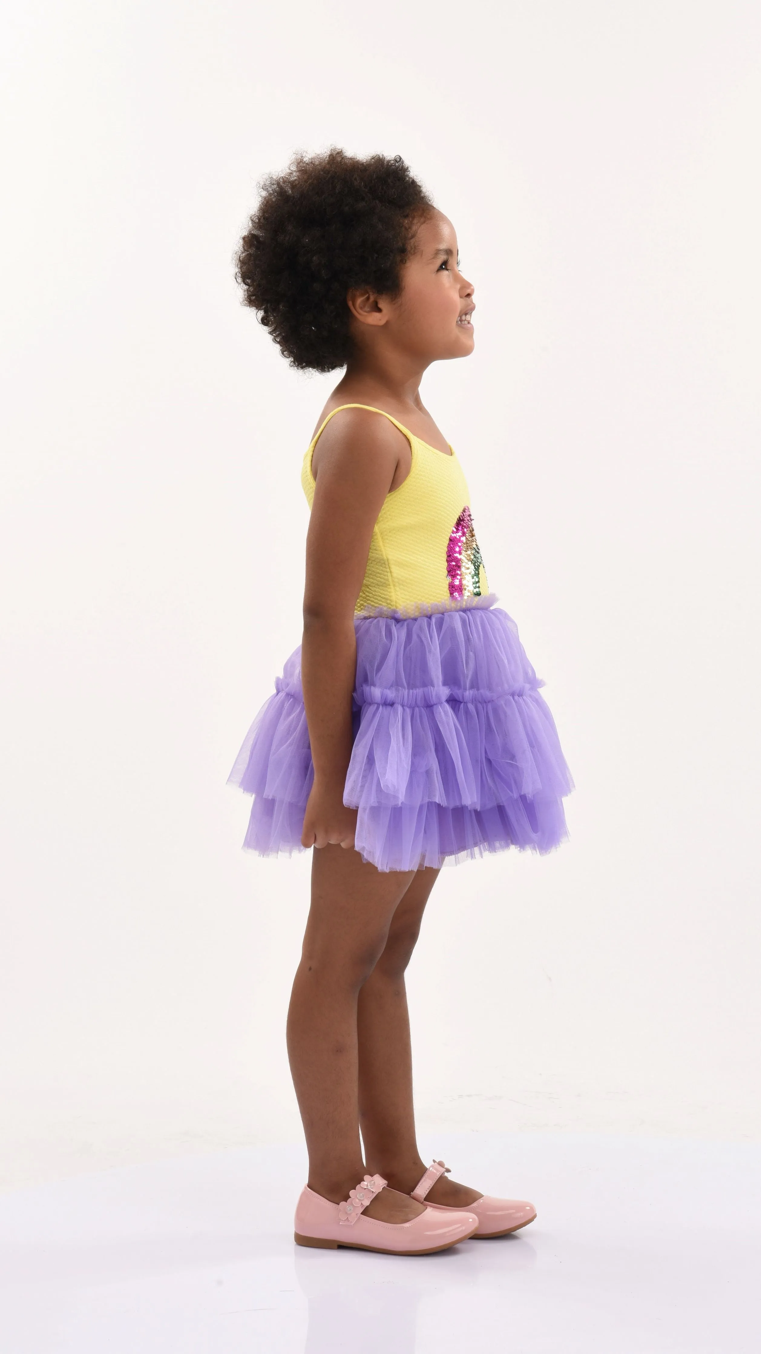 Purple Jenny Sequin Rainbow Tulle Dress