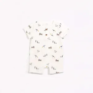 "Little Picnic" Print on Off-White Romper | Petit Lem