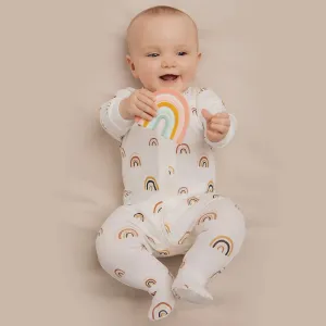 Rainbows Print on Off-White Sleeper | Petit Lem