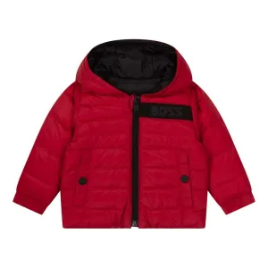 Red & Black Reversible Hooded Puffer Jacket