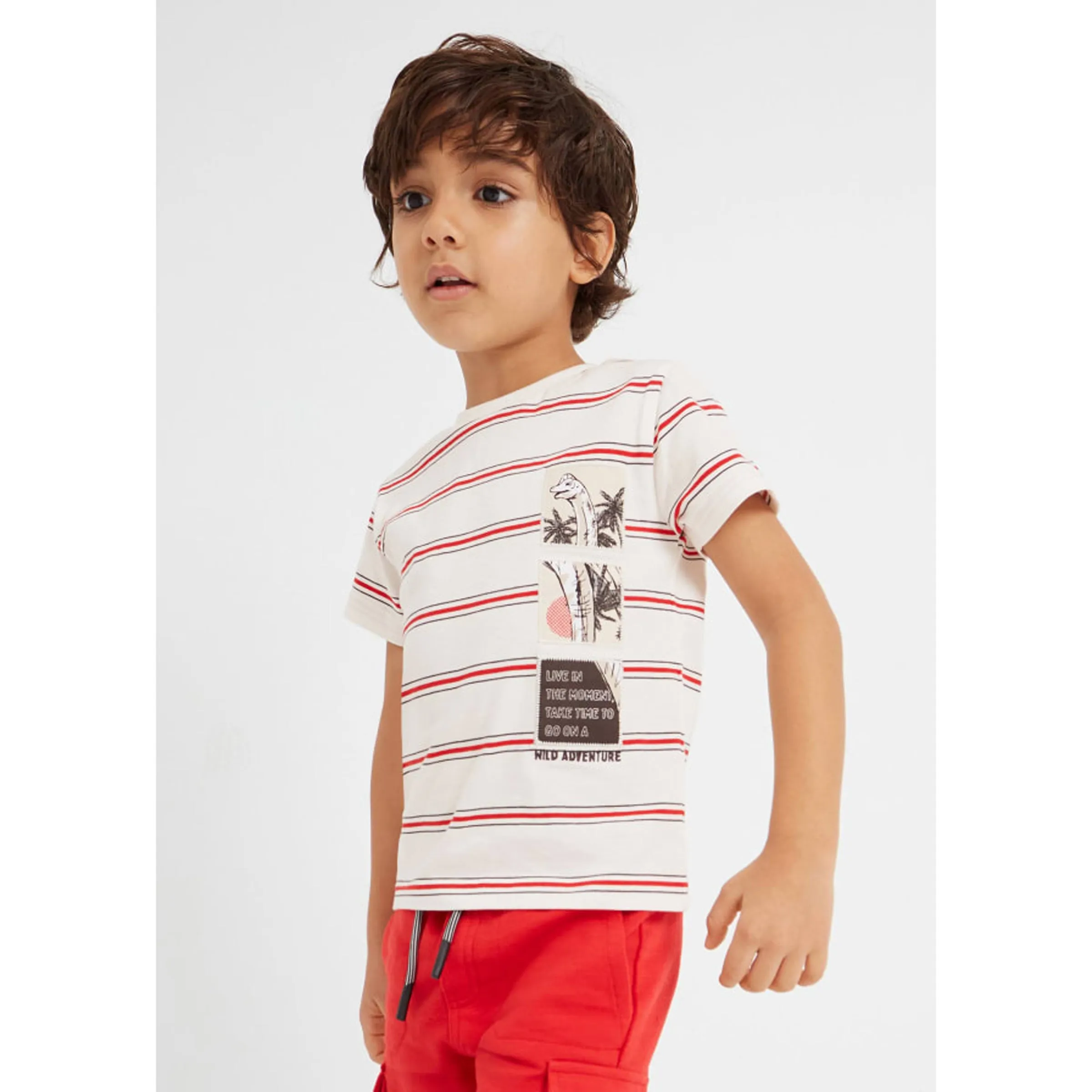 Red Striped Wild Adventure Graphic T-Shirt