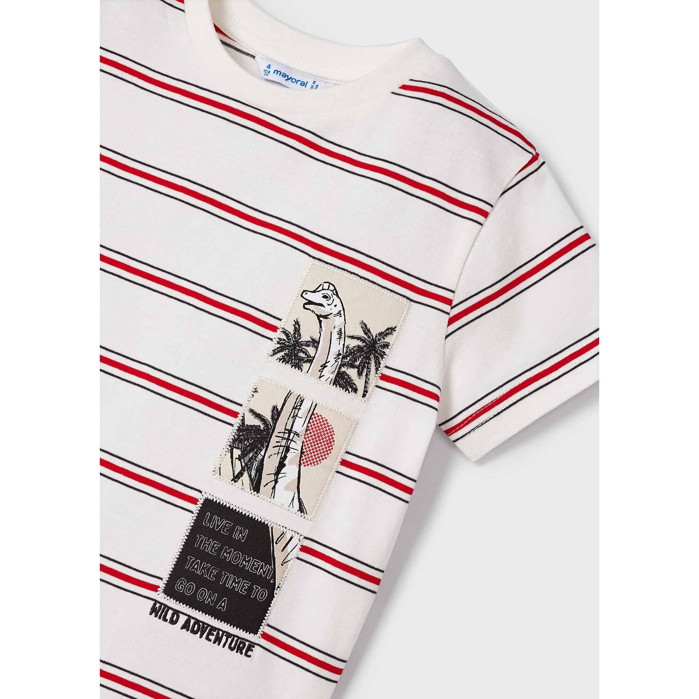 Red Striped Wild Adventure Graphic T-Shirt