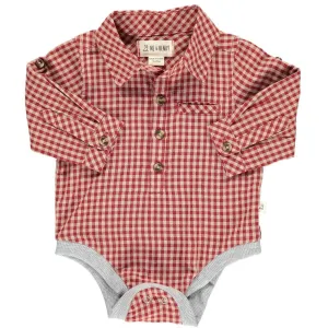 Red/beige plaid woven onesie | Me & Henry