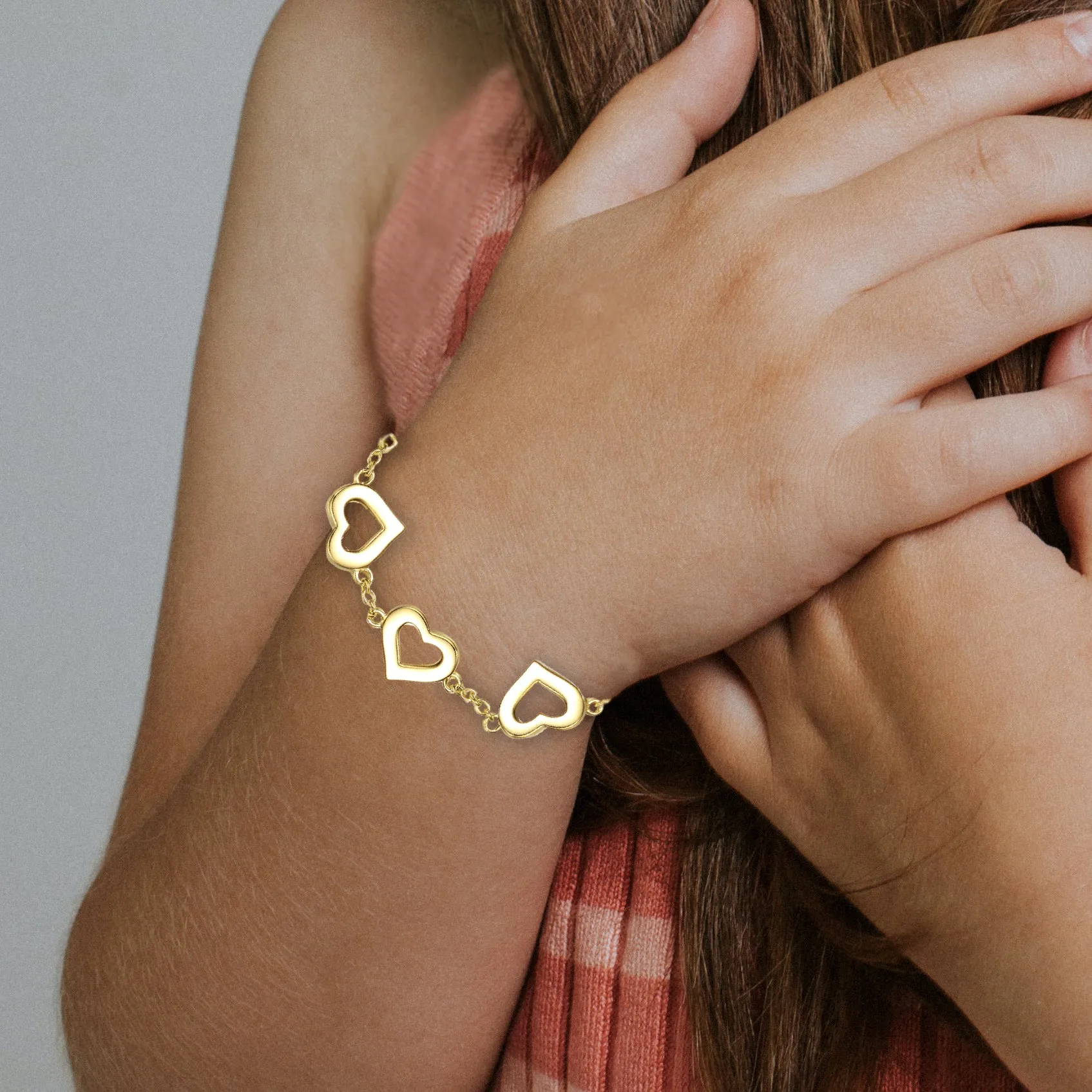 Rg 14k Yellow Gold Plated Forever Heart Toddler Bracelet, Adjustable in Length, 1-6yrs