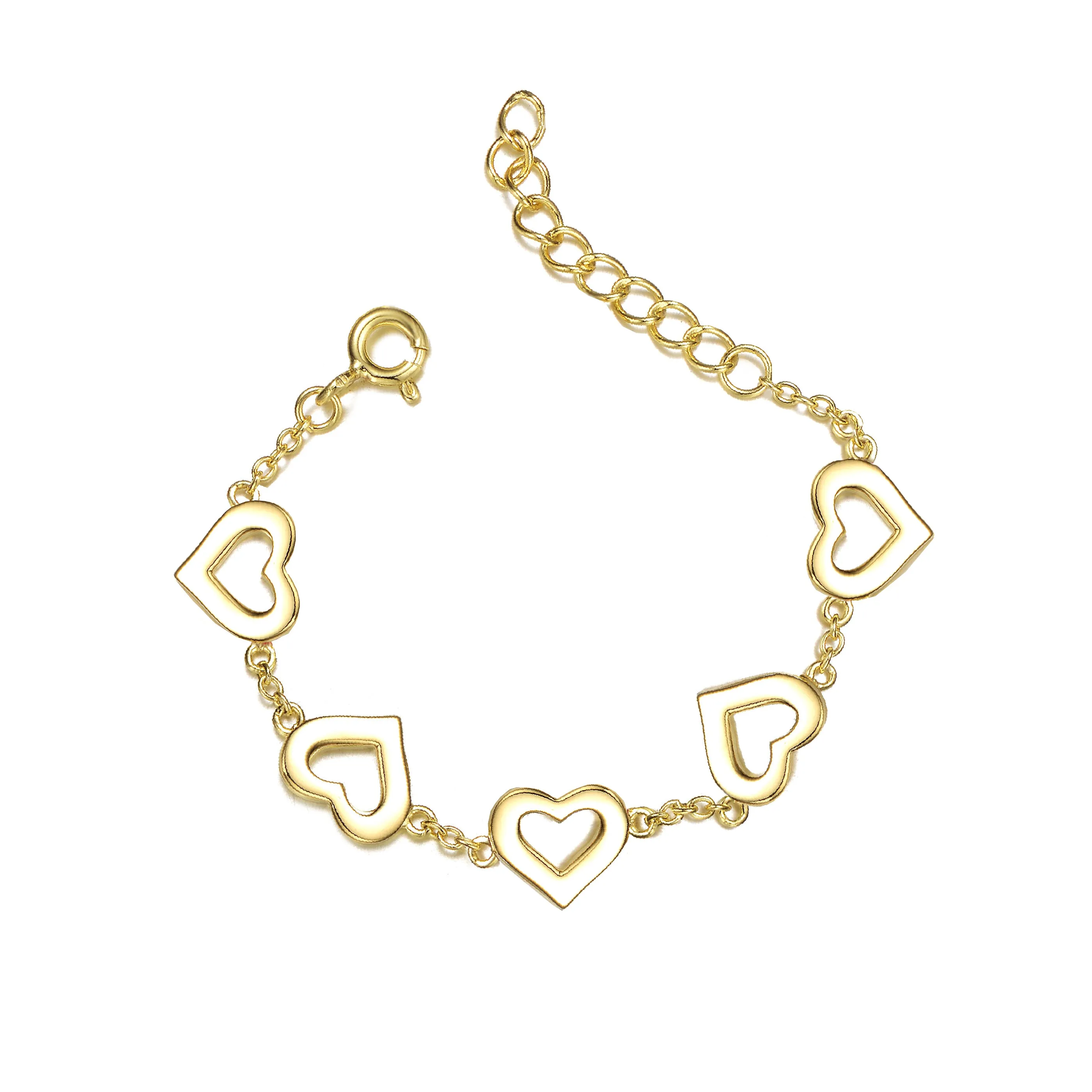 Rg 14k Yellow Gold Plated Forever Heart Toddler Bracelet, Adjustable in Length, 1-6yrs